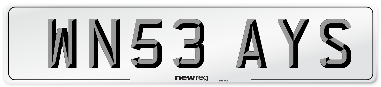 WN53 AYS Number Plate from New Reg